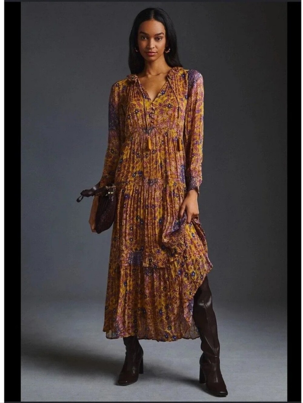 Anthropologie MARAIS Chiffon Dress W/slip Xxs